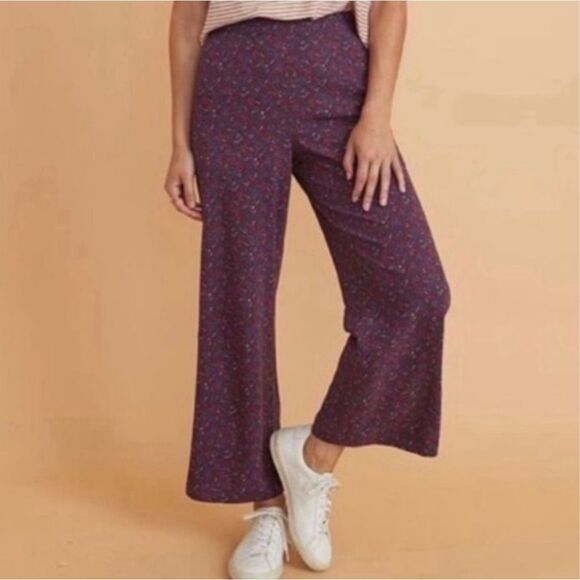 Marine Layer Pants - Marine Layer Pants Women Size XS Kiley Elastic Waist Pockets Ditsy Floral Purple